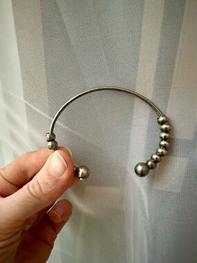 Sterling Silver Bead Cuff Bracelet - Women's Silver Minimalist Bracelet